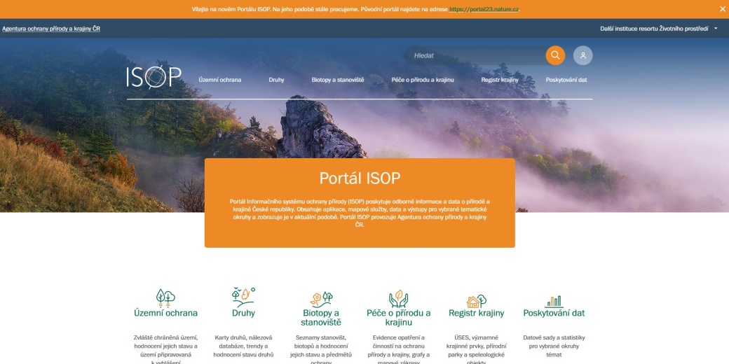 Úvodní stránka portálu ISOP.